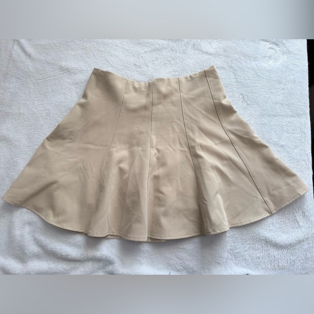 Beige A-Line Mini Skort Built In Shorts Coquette Preppy Tennis Academia Small - Picture 2 of 6